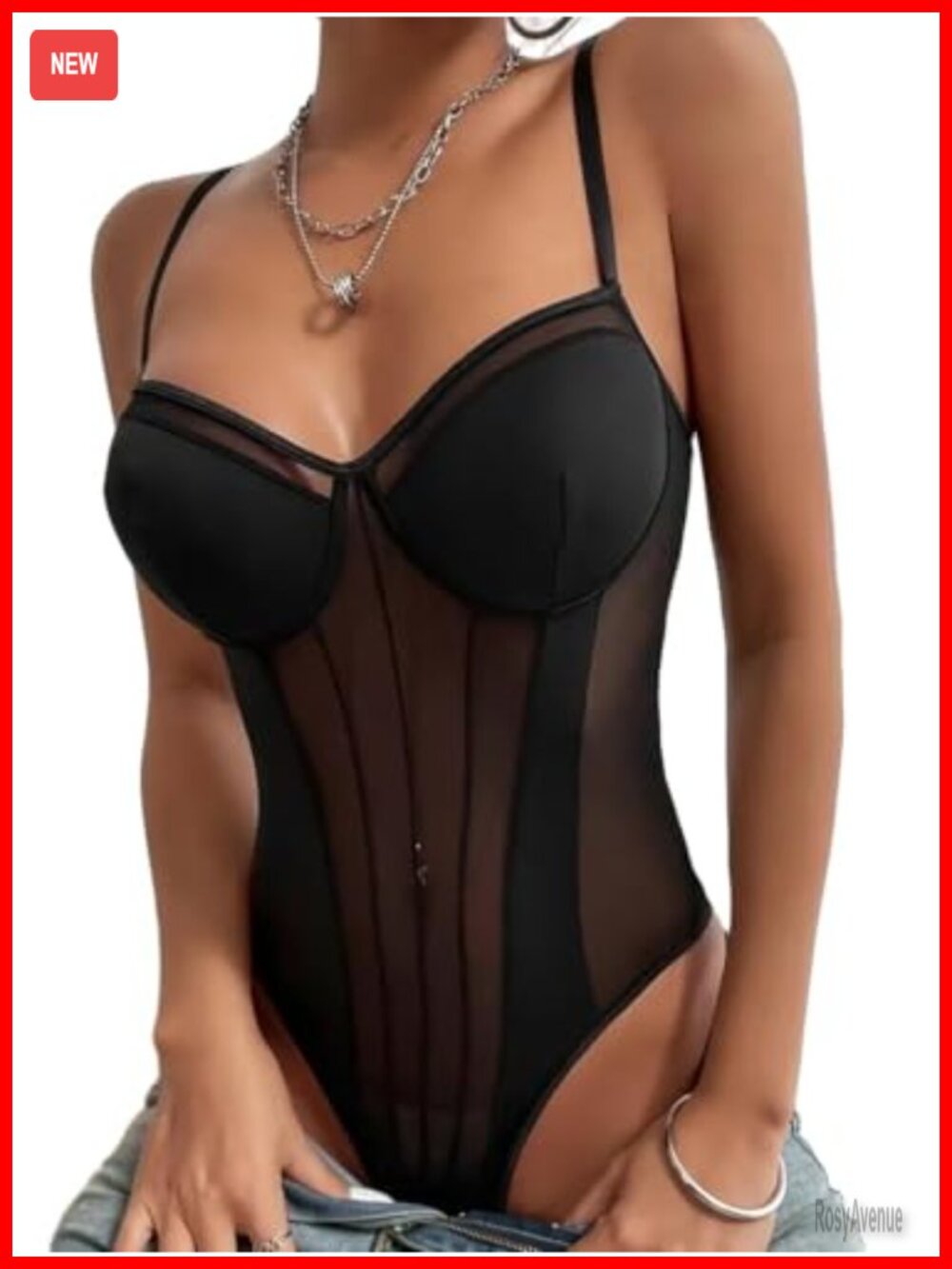 Lilosy Corset Bodysuit Top Slim Fit Sleek Sleeveless V Neck Pull On